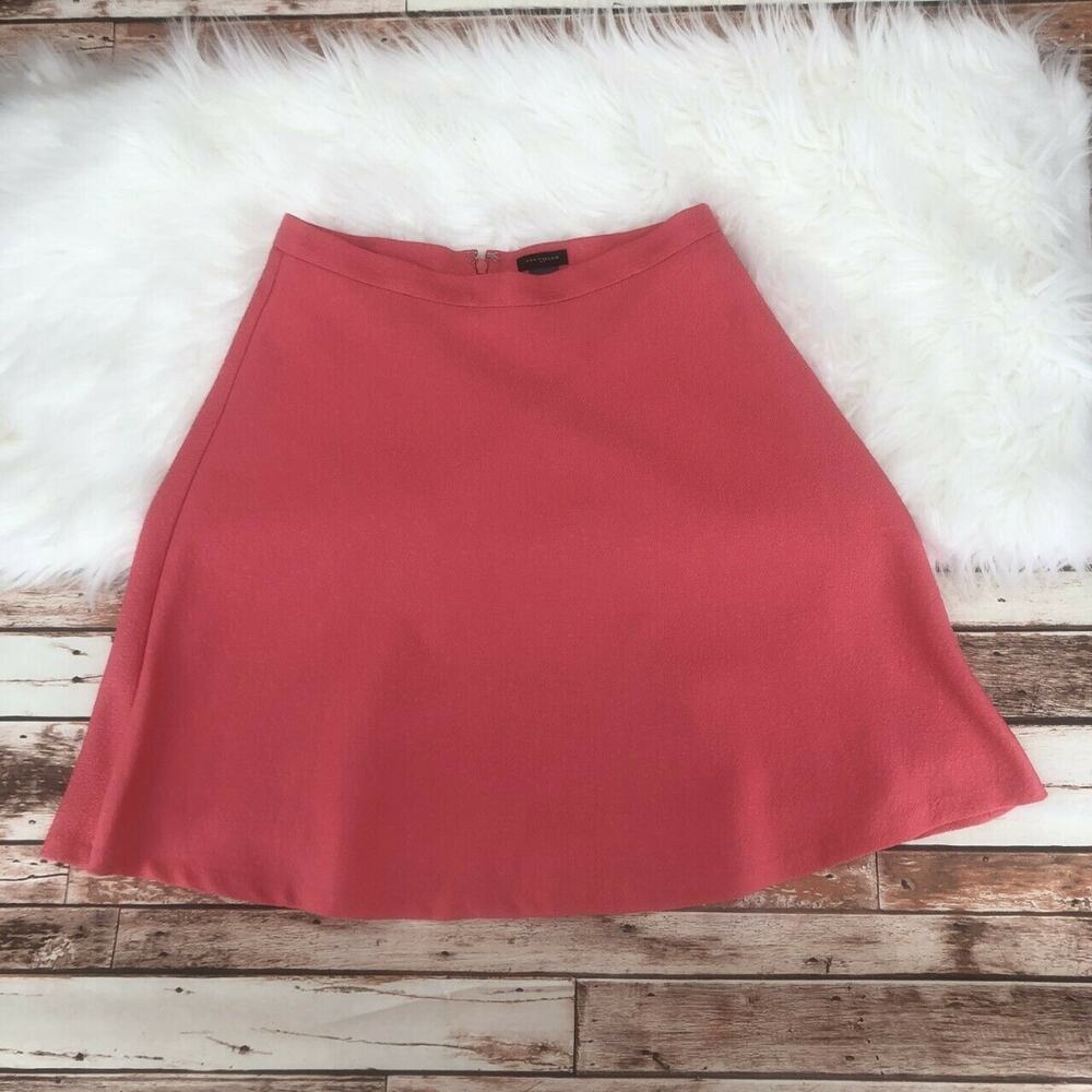 Ann Taylor Women's A-Line Skirt Size 2 Pink Coral Lined Above Knee Zip Up
